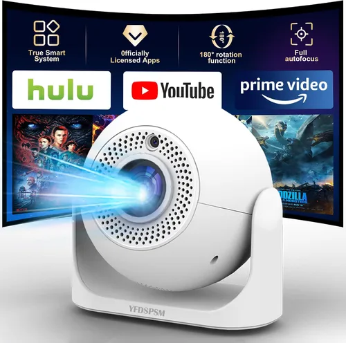 Vista 8 de JY320 KTV Proyector de video portátil con WiFi y Bluetooth - Compatible con HDMI 4K 1080p, altavoz Bluetooth y micrófono, audio estéreo de 10 W