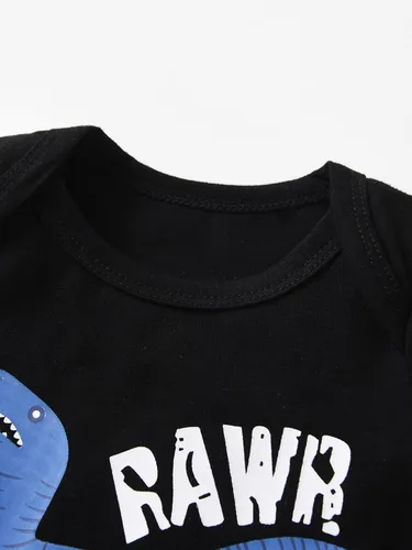 Vista 30 de Conjunto de 3 piezas de ropa de bebé recién nacido con estampado de manga larga + pantalones + sombrero
