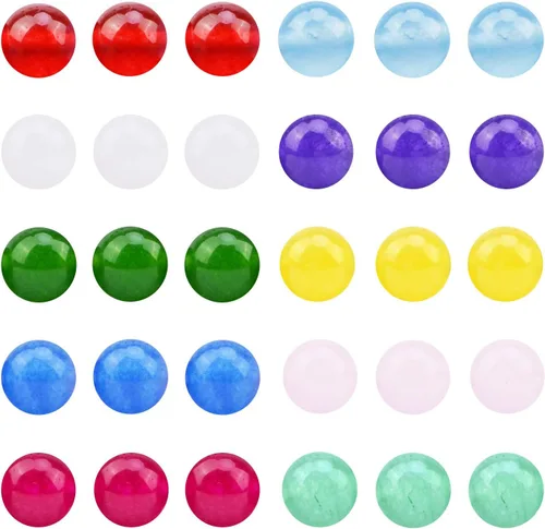 Vista 3 de FYGEM 10 colores, 300 cuentas mezcladas redondas de 0.236 pulgadas (0.236 in), cuentas sueltas de piedra auténtica, tamaño de agujero de 0.06