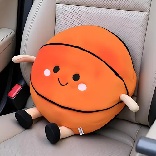 Vista 6 de Ryttir - Almohada creativa de baloncesto de simulación 3D de 11 pulgadas, almohada mullida para autos, cojines de baloncesto para exteriores