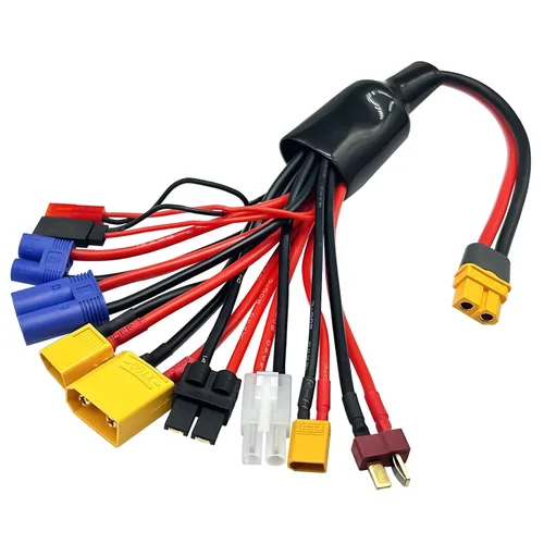 Vista 2 de Adaptador de cargador de batería Lipo RC Lipo, cable divisor 10 en 1, cable de conversión de pulpo a XT60H, cable de plomo para TRX, T-Plug, Tamiya