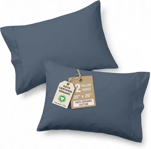 Vista 34 de Lane Linen - Juego de 2 fundas de almohada, 100% algodón orgánico, tamaño estándar, suaves, color blanco (20 x 26 pulgadas)