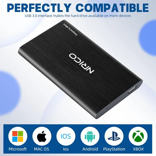 Vista 2 de NRICO Disco duro externo portátil ultradelgado USB3.0 HDD Almacenamiento compatible para PC, computadora de escritorio, laptop, Mac, PS4, Xbox One
