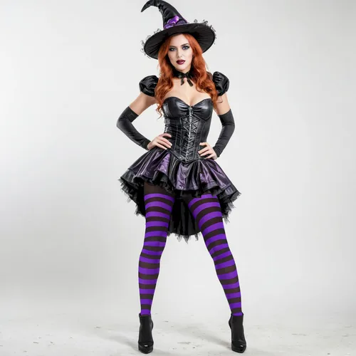 Vista 3 de American Trends Medias de rayas para mujer, mallas de bruja para disfraz de Halloween, medias elásticas Verde Negro (Green Black Stripe)