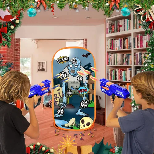 Vista 4 de Quanquer Pistola de espuma de juguete, objetivo de práctica de disparo, compatible con pistolas de juguete Nerf, juego de disparos de zombies