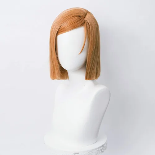 Vista 5 de Wiggy Mermaid Peluca corta de color naranja, peluca de pelo recto de jengibre para mujer Short Orange Side Part Anime Cosplay Hair Wig for Halloween