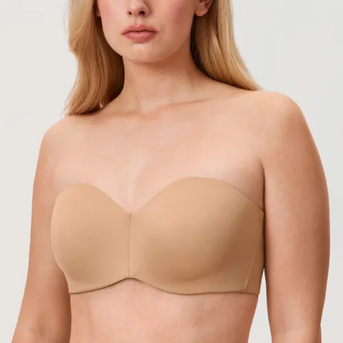 Vista 3 de DELIMIRA - Brasier sin tirantes para mujer, sin forro, con varillas, brasier reductor con soporte, talla extragrande