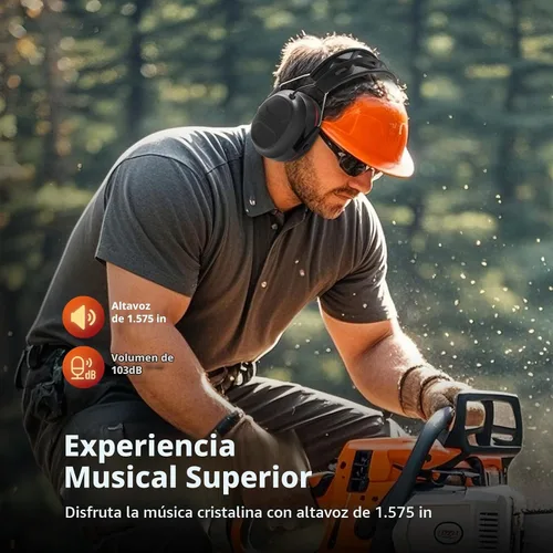 Vista 8 de Auriculares de gel de protección auditiva Bluetooth 5.4 con batería recargable de 1200 mAh, tiempo de trabajo de 120 horas, SNR de 30 dB, orejeras