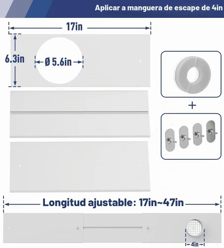 Vista 2 de LEOPO - Kit de ventanas de ventilación para secadora de 4 pulgadas para ventanas correderas
