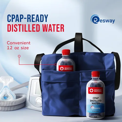 Vista 4 de Resway Agua destilada de la Cruz Roja Americana Botellas de viaje para máquinas resmed, Respironics, humidificador personal Suministros médicos