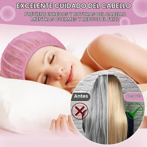 Vista 3 de Chuarry 4 gorros de malla para dormir por la noche, redes de pelo rizado, gorras para dormir para mujeres
