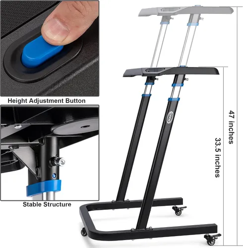 Vista 6 de CXWXC Indoor Cycling Desk - Adjustable Height Bike Deak Laptop Stand Non-Slip Surface - Portable Bike Trainer Fitness Desk with Lockable Wheels