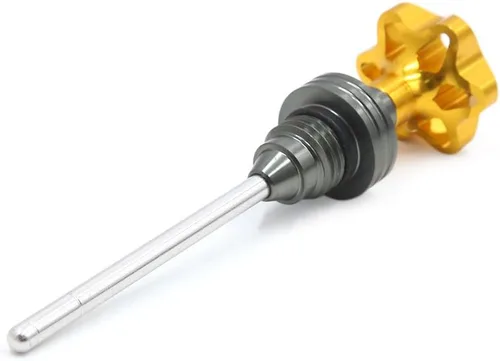 Vista 2 de uxcell Medidor de nivel de tanque de aceite de motocicleta de 4,1 pulgadas de longitud de tono dorado para motor GY6