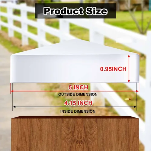 Vista 2 de Taiyin 1 pieza pirámide de vinilo blanco PVC tapas superiores, valla y cubierta para postes de valla de vinilo (4 x 4 pulgadas)
