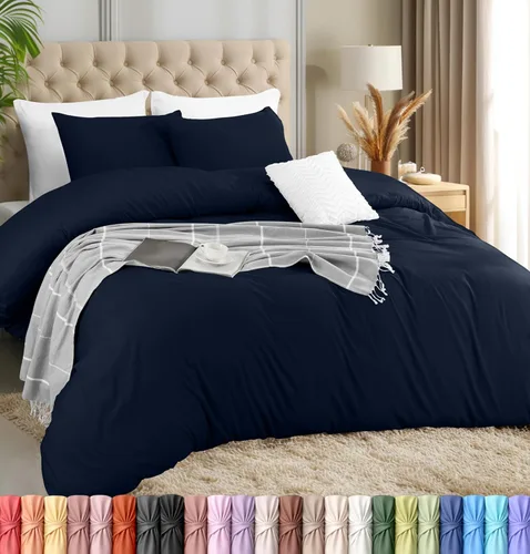Vista 10 de Utopia Bedding Juego de funda de edredón con fundas de almohada, funda de edredón de 2 piezas con cierre de cremallera, 1 funda de edredón con 1