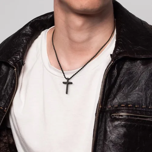 Vista 2 de Cross Necklace for Men,Stainless Steel Black Silver Gold Cross Pendant Necklace for Men Boys Cross Chain for Men 16-24 Inches Rope Chain