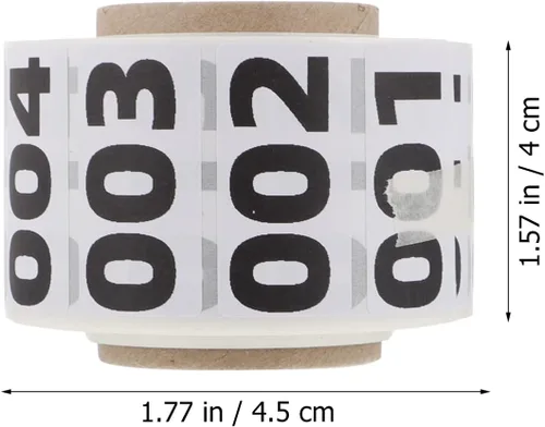 Vista 2 de ULTECHNOVO Rollo de calcomanías de números, autoadhesivas, 1-1000 para etiquetado de almacén, calcomanías de inventario para máquinas