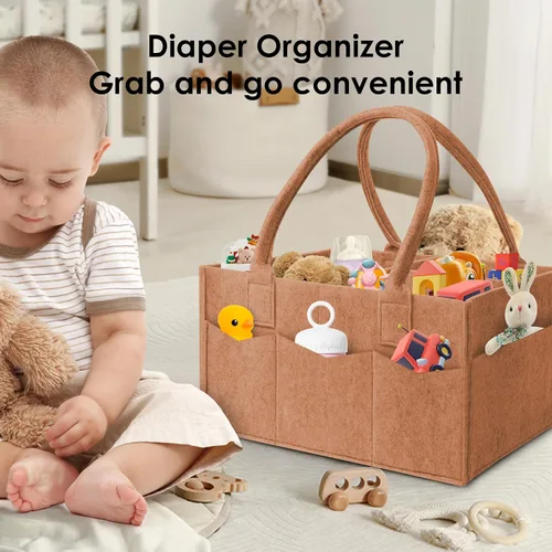 Vista 5 de HIPHOP PANDA Paquete de 2 organizadores de pañales – Contenedor de almacenamiento de guardería y organizador de coche para pañales, toallitas