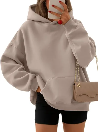 Vista 28 de EFAN Sudaderas con capucha para mujer, suéteres de forro polar cómodos Lunares albaricoques