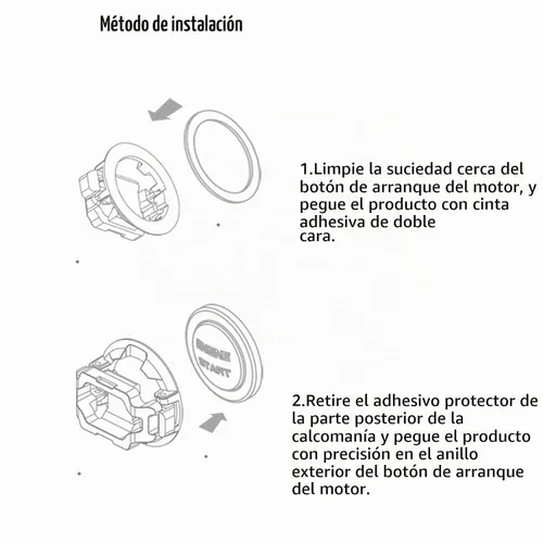 Vista 6 de Cubierta de botón de arranque giratorio para automóvil, cubierta para botón de arranque del motor, accesorios interiores, protección universal