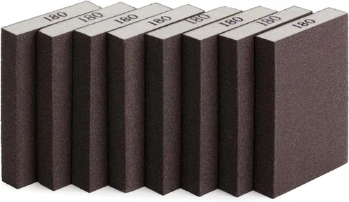 Vista 13 de Bates- Esponja de lijado, paquete de 4, surtido de grano 60/80/120/220, bloque de lijado lavable y reutilizable para madera, metal, paneles de yeso