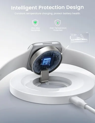 Vista 3 de Lamicall para Apple Watch Charger - Soporte magnético de carga rápida para Blanco mate