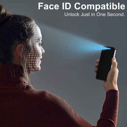 Vista 7 de TECHO Protector de pantalla de privacidad compatible con iPhone 14 Pro Max película de vidrio templado (cobertura completa de borde a borde)