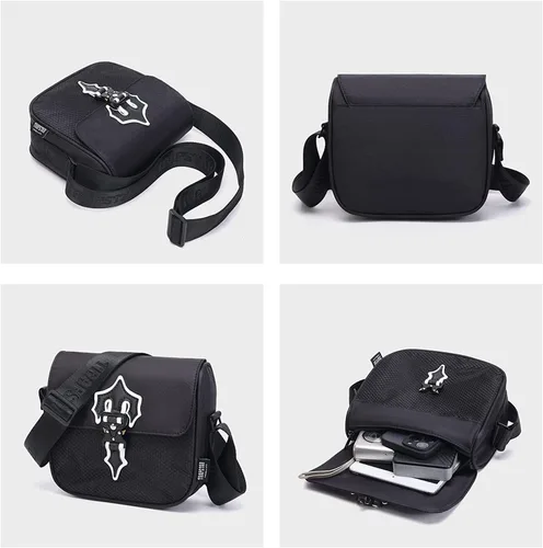 Vista 6 de Trapstar - Bolso reflectante Trapstar, bolso cruzado Trapstar, tela Oxford de moda ligera para hombre, bolso de hombro hip hop, Negro