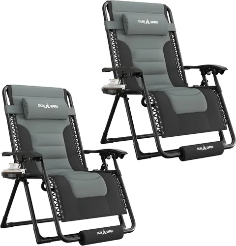 Vista 15 de UDPATIO Silla de gravedad cero de gran tamaño, reclinable acolchado completo para exteriores, asiento reclinable ajustable plegable para patio