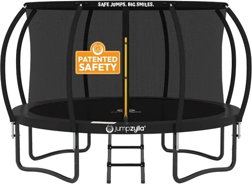 Vista 9 de Jumpzylla - Cama elástica recreativa para niños, con red de seguridad, escalera y revestimiento antioxidante, de 8, 10, 12, 14, 15 y 16 pies