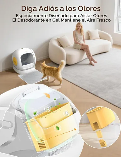 Vista 4 de [Usado] MeoWant - Arenero Automático para Gatos, Arenero Autolimpiable con Apertura Grande con Protección de Seguridad para Gatos Múltiples, Control