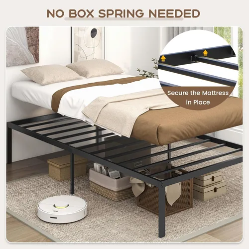 Vista 8 de KOMFOTT Base de cama de plataforma metálica de tamaño individual de 14 pulgadas, base de cama metálica resistente con espacio de almacenamiento