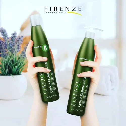 Vista 3 de Firenze Professional Champú restaurador de cutículas, 1000 ml (33.8 oz), limpiador hidratante y suavizante para un cabello suave y manejable