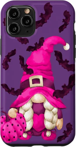 Vista 29 de Halloween Pink Pumpkin and Bat Decor with Cute Witch Gnome Case for iPhone 17