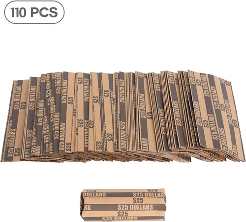 Vista 3 de Sumerfnt Rollos de Envoltorios para Monedas de Dólar, Solo Dólares, Rollos de Dólar Planos 110 Piezas