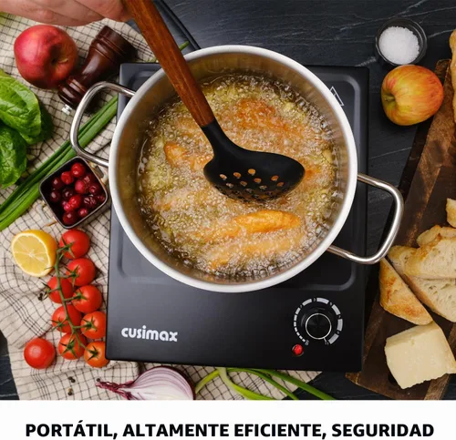Vista 6 de CUSIMAX Placa eléctrica de un solo quemador, 1500W, acero inoxidable, negro