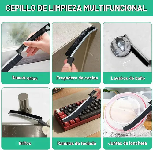 Vista 4 de 5 piezas de cepillo de limpieza de hendiduras multifuncional, cepillo de limpieza de cerdas duras, cepillo de huecos, adecuado para baños