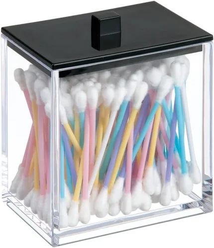 Vista 7 de MDesign Moderna encimera cuadrada de tocador de baño tarro recipiente organizador para hisopos de algodón, bolas de algodón, esponjas