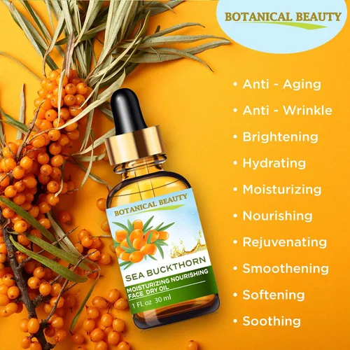 Vista 7 de Botanical Beauty Aceite seco hidratante facial nutritivo 100% natural. Salvado de arroz, rosa mosqueta, argán orgánico, aceite de fruta de espino
