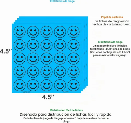 Vista 5 de 1000 fichas de bingo, azul, 3/4 pulgadas, fichas de conteo, contador de matemáticas, reutilizables o desechables