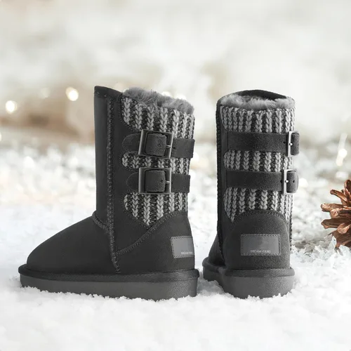 Vista 3 de DREAM PAIRS botas de nieve de invierno con forro de piel sintética para niños