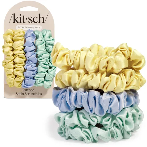 Vista 20 de Kitsch - Coleteros de satén para mujer, bandas para el cabello sin daños, cameo, 5 piezas Wake Up Frizz-Free, No Crease Hair Ties, Softer Than