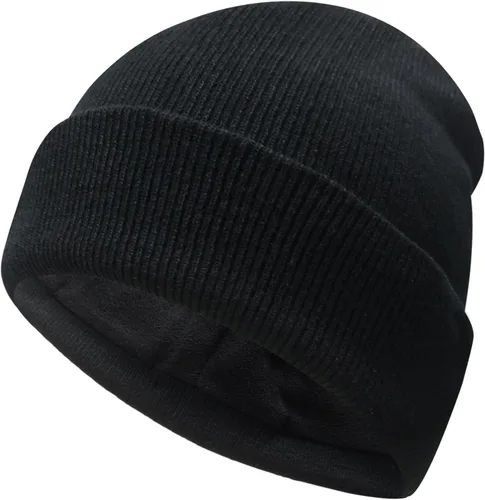 Vista 8 de PFFY Beanie for Men Women Unisex Knit Cuffed Plain Winter Thick Lined Beanies Hats