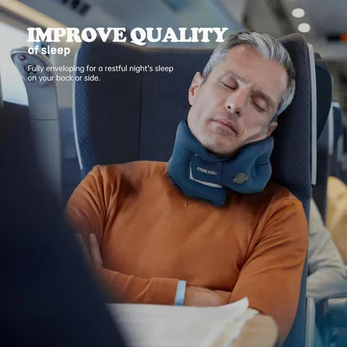 Vista 2 de ETROL Almohada inflable para el cuello, almohadas de viaje ajustables para aviones, almohada de cuello inflable de viaje, almohadas inflables