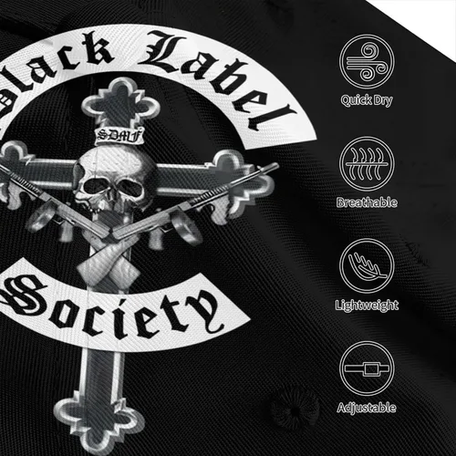 Vista 6 de Black Rock Label Music Society Band Logo Gorra de béisbol ajustable Sombrero casual al aire libre Sun Chapeau Unisex Negro, Negro