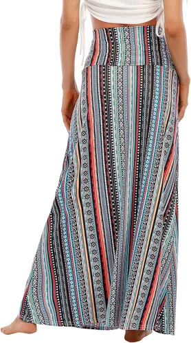 Vista 7 de Zando Faldas largas para mujer, vestidos de moda de cintura alta, falda larga casual de entrenamiento, falda de flores acampanada para niñas