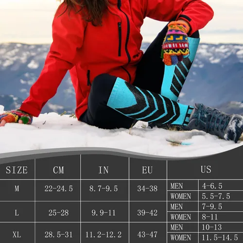 Vista 4 de wanchel Merino Wool Ski Socks - 2 Pairs Knee High Skiing Socks, Winter Warm Snowboard Thermal Socks