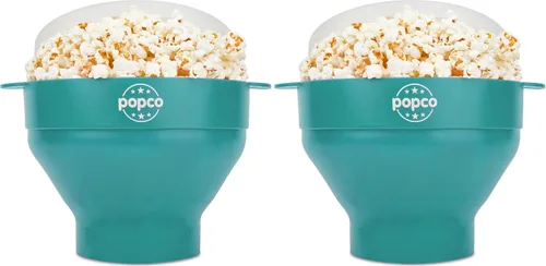 Vista 23 de POPCO Palomitas de maíz de silicona para microondas con asas, para hacer palomitas de maíz, para microondas, cuenco plegable, apto para Azul