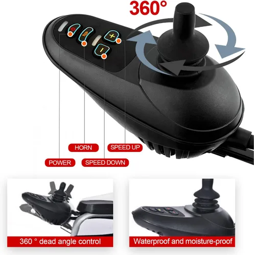 Vista 6 de Silla de ruedas eléctrica plegable ligera, portátil, sillas de ruedas para adultos, silla de ruedas motorizada todo terreno para personas mayores