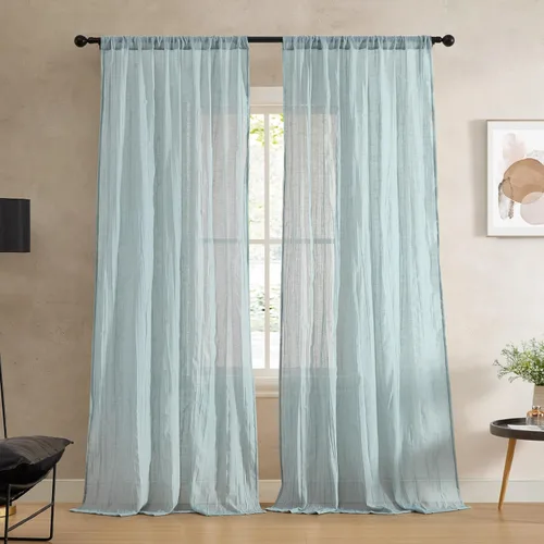 Vista 12 de French Connection - Cortina para ventana, juego de 2 paneles, semitransparente, decoración moderna del hogar, cortinas para sala de estar, comedor